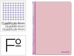 Cuaderno espiral Liderpapel Smart Folio tapa blanda 80h 60g c/4mm. color rosa
